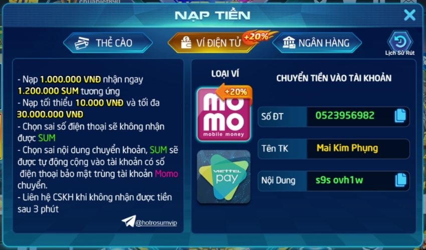 nạp tiền sumvip 3